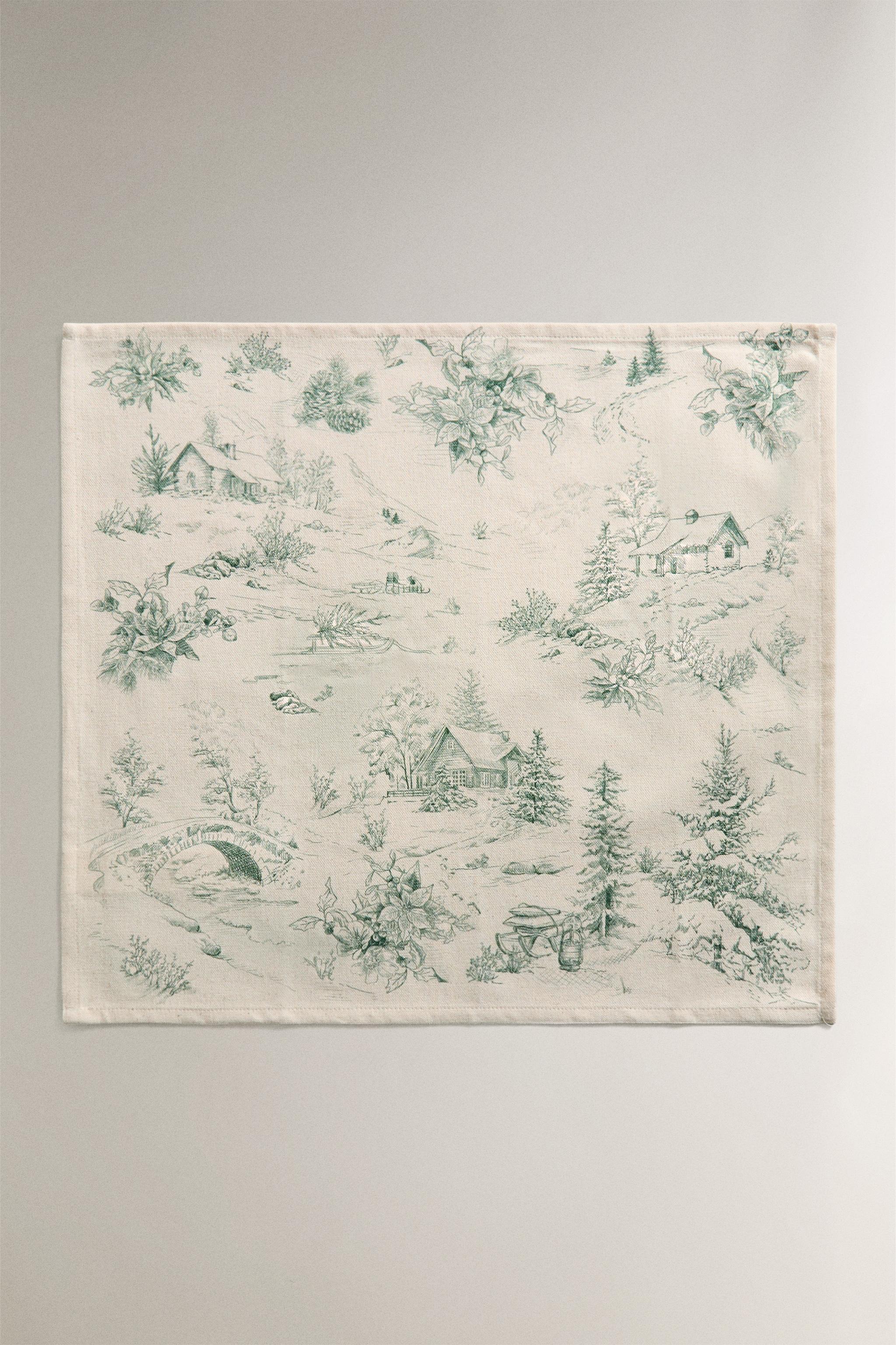 SET OF TOILE DE JOUY CHRISTMAS COTTON NAPKINS (SET OF 2)